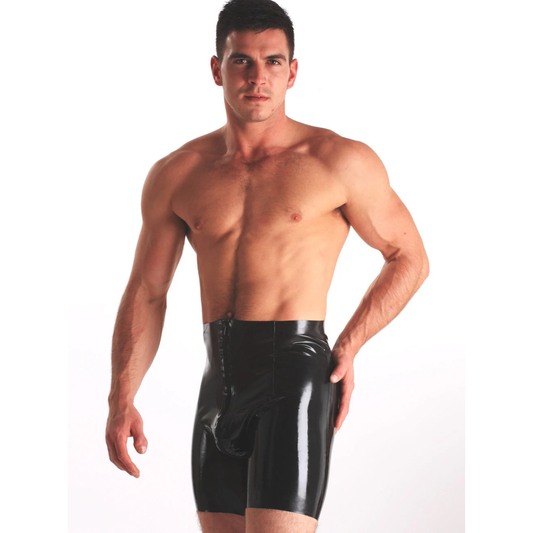 Latex Zip Through Cycle Shorts