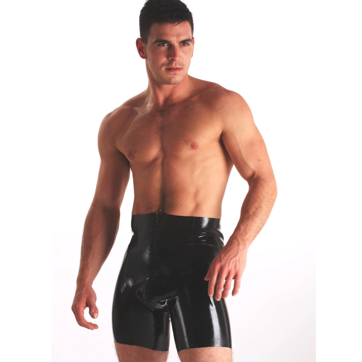 Latex Zip Through Cycle Shorts