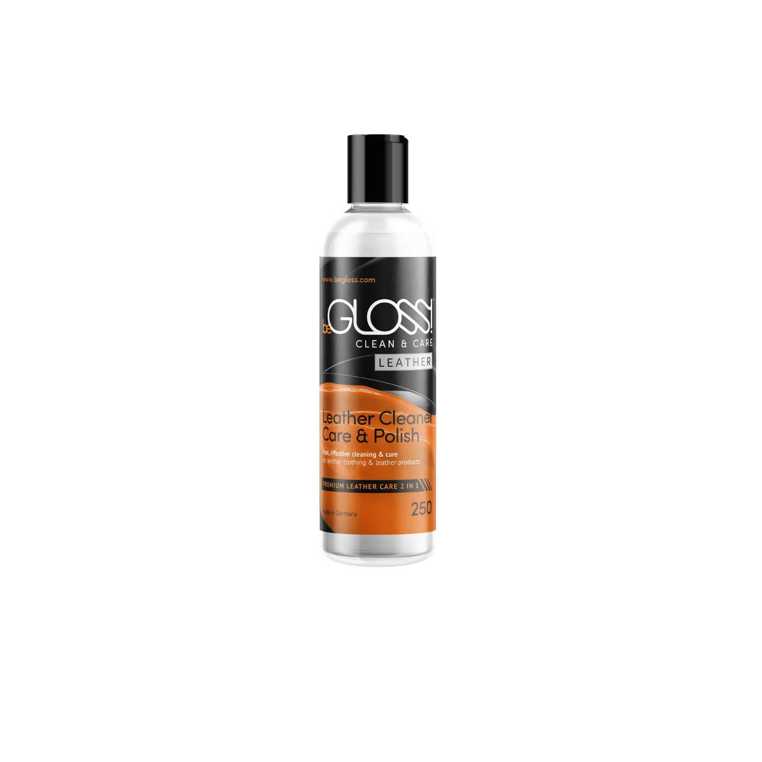 beGLOSS Clean & Care 250ml provides a dual-action formula that cleans and polishes leather to keep your Dark Kulture accessories soft and supple