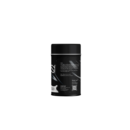 100% Pharmaceutical-grade talc designed to reduce friction and allow for a smooth, effortless dressing experience without damaging delicate Dark Kulture latex.