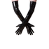 Dramatic above-elbow black PVC long gloves by Dark Kulture, featuring a high-gloss finish and sleek opera-style fit.
