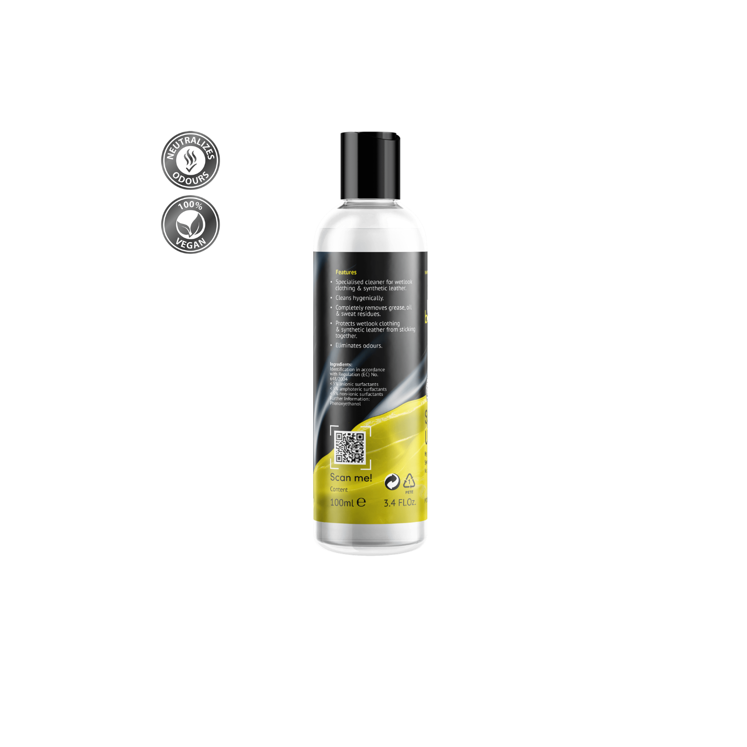 This specialized cleaner effectively neutralizes stubborn odors like smoke and sweat while conditioning synthetic leather to prevent material cracking in Dark Kulture collections