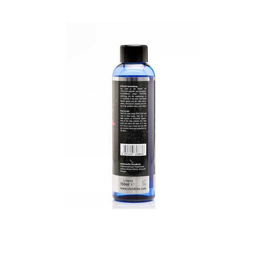 Ingredients and usage instructions for Vivishine Latex Shine professional garment care.