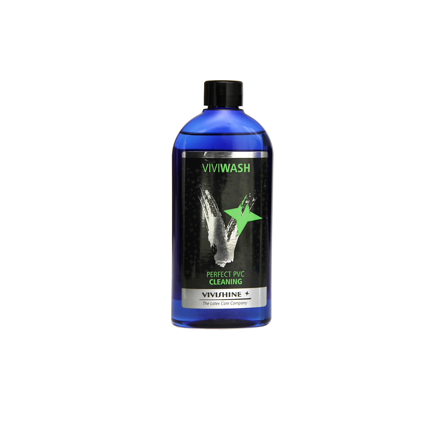 Viviwash PVC cleaner is engineered to protect the unique shiny microstructure of vinyl and wetlook fabrics, preventing the dulling often caused by standard detergents in Dark Kulture apparel.